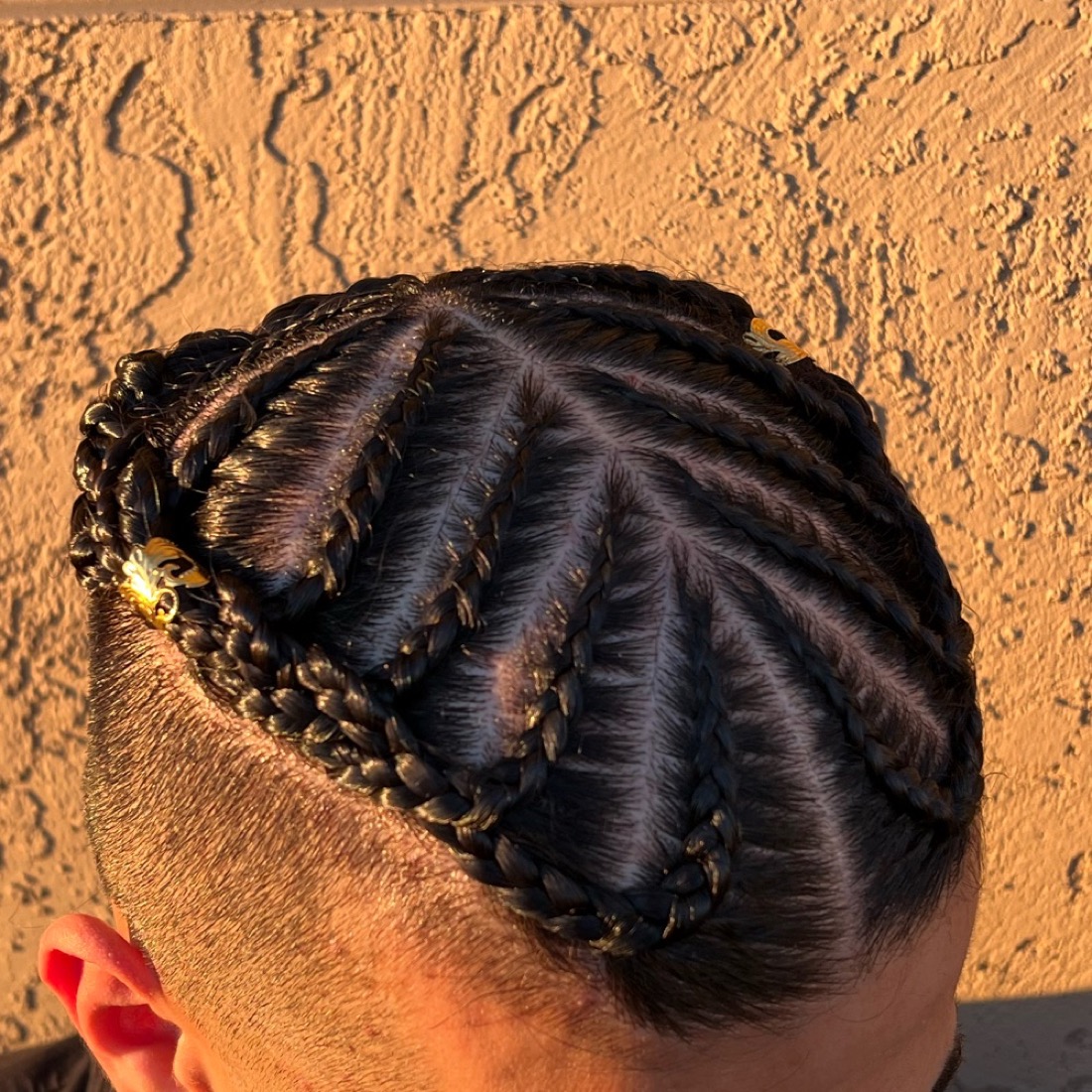 Cornrow braid work by a barber at Align Hair Studio, El Cajon